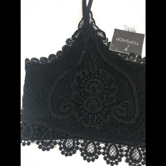 NWT Topshop Crochet Bralette in Black   [SZ‎ 6 US/ 10 UK ] - Picture 4 of 8